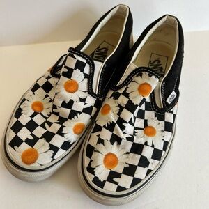 Vans Slip On Classic Checkerboard Daisy Women’s Size 7 Love Me Love Me Not
